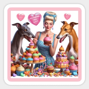 Greyhounds Are Sweet Bakery Retro Sticker